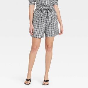 High Waist Gingham Shorts